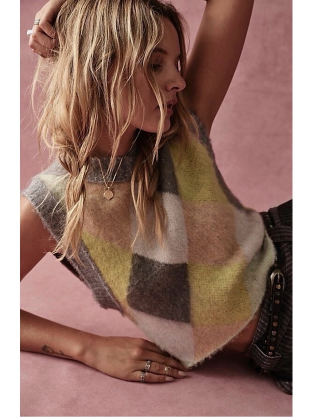 Free People Quinn Sweater Vest Stormy Spring Combo Small - Picture 8 of 11